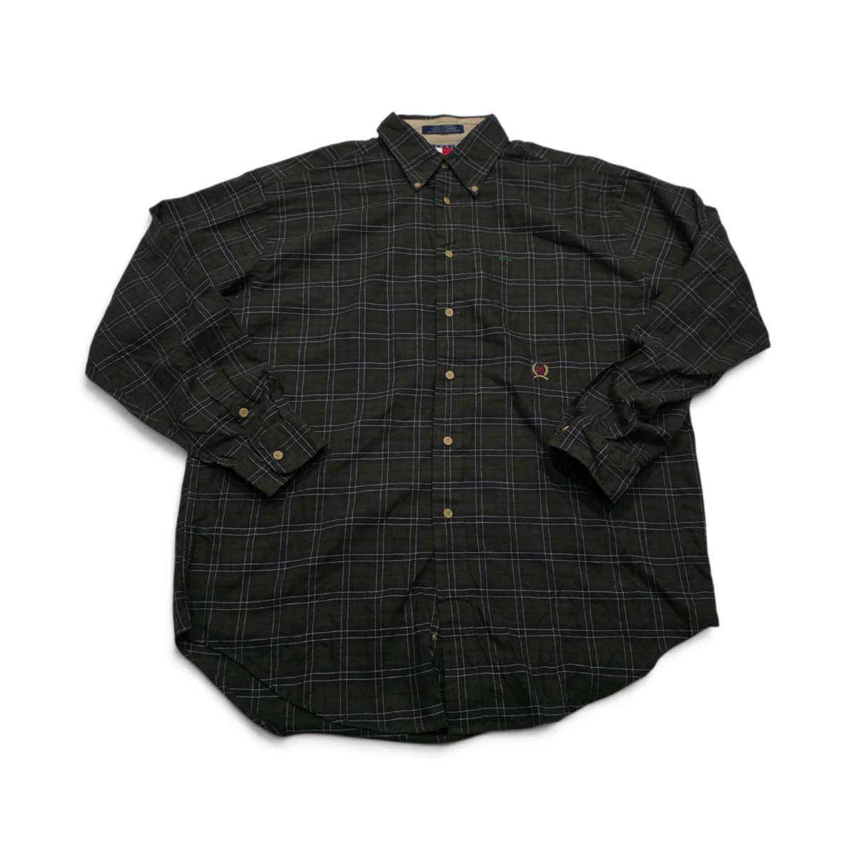 Camisa Tommy Hilfiger Grande L Verde Y Negro Vintage
