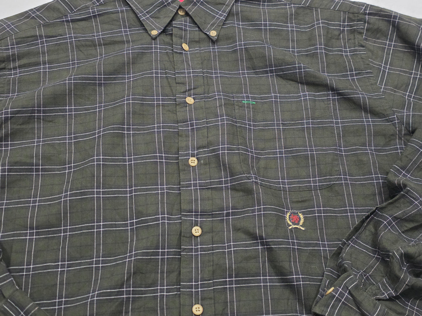 Camisa Tommy Hilfiger Grande L Verde Y Negro Vintage