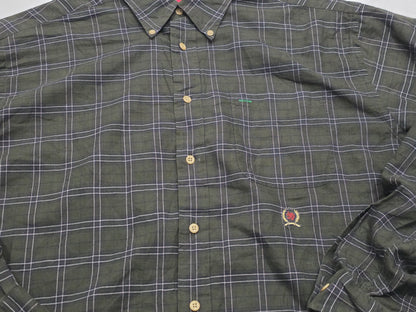 Camisa Tommy Hilfiger Grande L Verde Y Negro Vintage