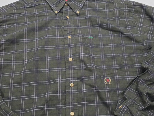 Camisa Tommy Hilfiger Grande L Verde Y Negro Vintage
