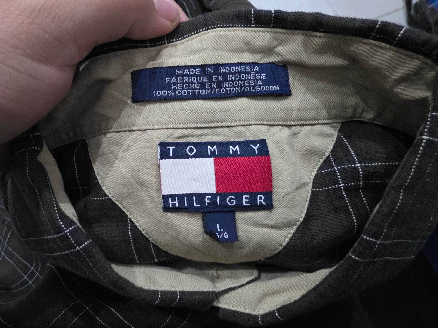 Camisa Tommy Hilfiger Grande L Verde Y Negro Vintage