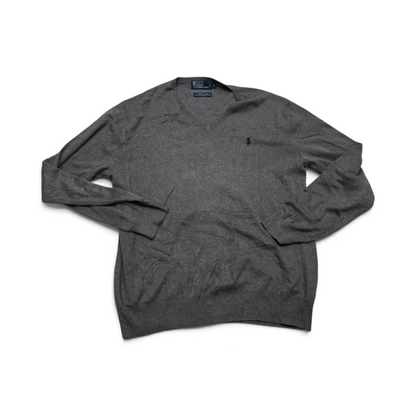Sueter Ralph Lauren Grande L Gris Pony Vino Cuello V