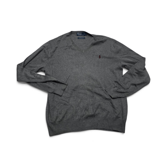Sueter Ralph Lauren Grande L Gris Pony Vino Cuello V