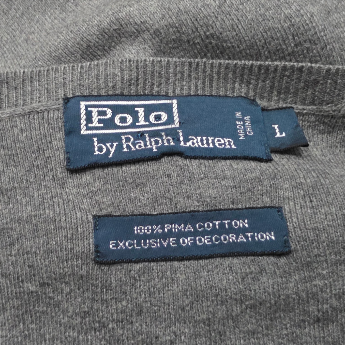 Sueter Ralph Lauren Grande L Gris Pony Vino Cuello V