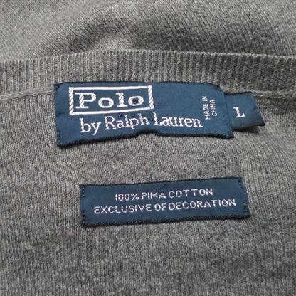 Sueter Ralph Lauren Grande L Gris Pony Vino Cuello V