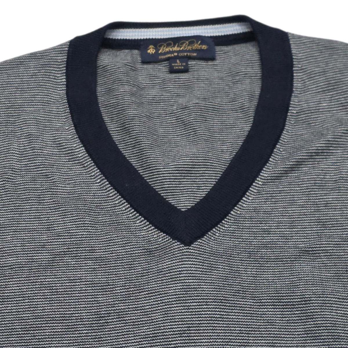Sueter Brooks Brothers Grande L Blanco Y Azul Lineas