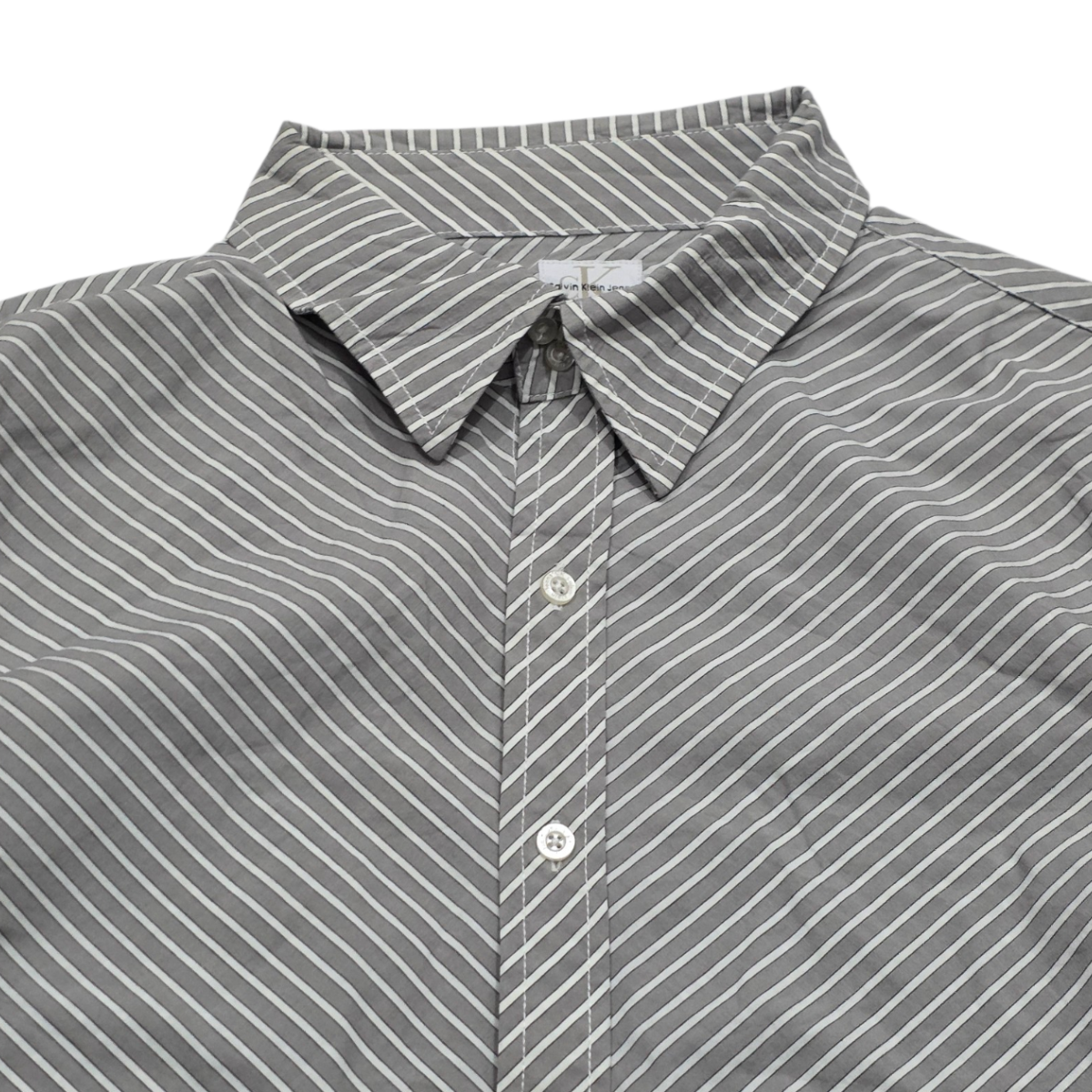 Camisa Calvin Klein Grande L Gris Y Blanco Lineas