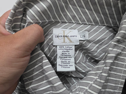 Camisa Calvin Klein Grande L Gris Y Blanco Lineas