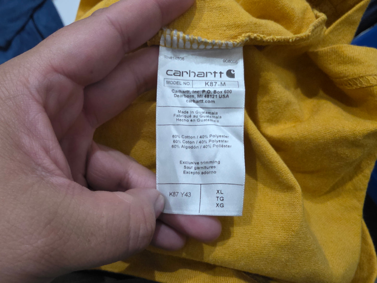 Playera Carhartt Xgrande Xl Mostaza