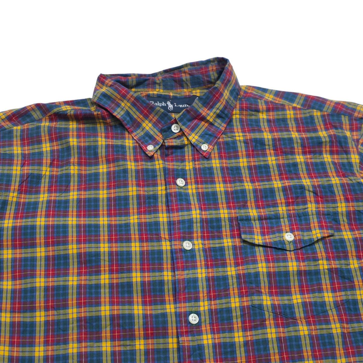 Camisa Ralph Lauren Xgrande Xl Cuadro Amarillo Y Azul