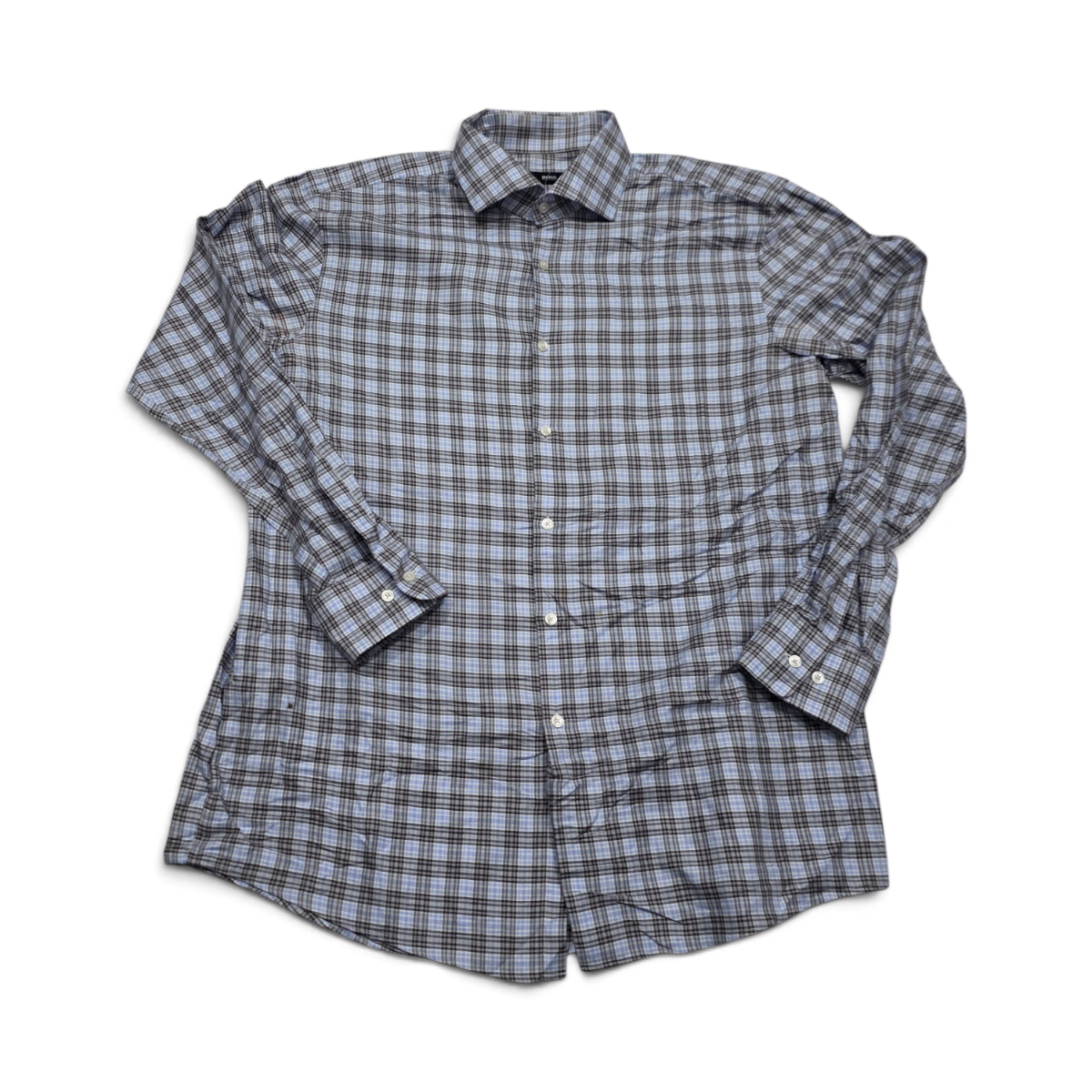 Camisa Hugo Boss Xgrande Xl Cuadro Azul Y Gris