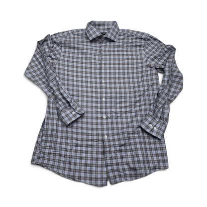 Camisa Hugo Boss Xgrande Xl Cuadro Azul Y Gris