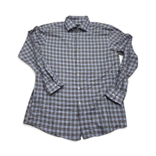 Camisa Hugo Boss Xgrande Xl Cuadro Azul Y Gris