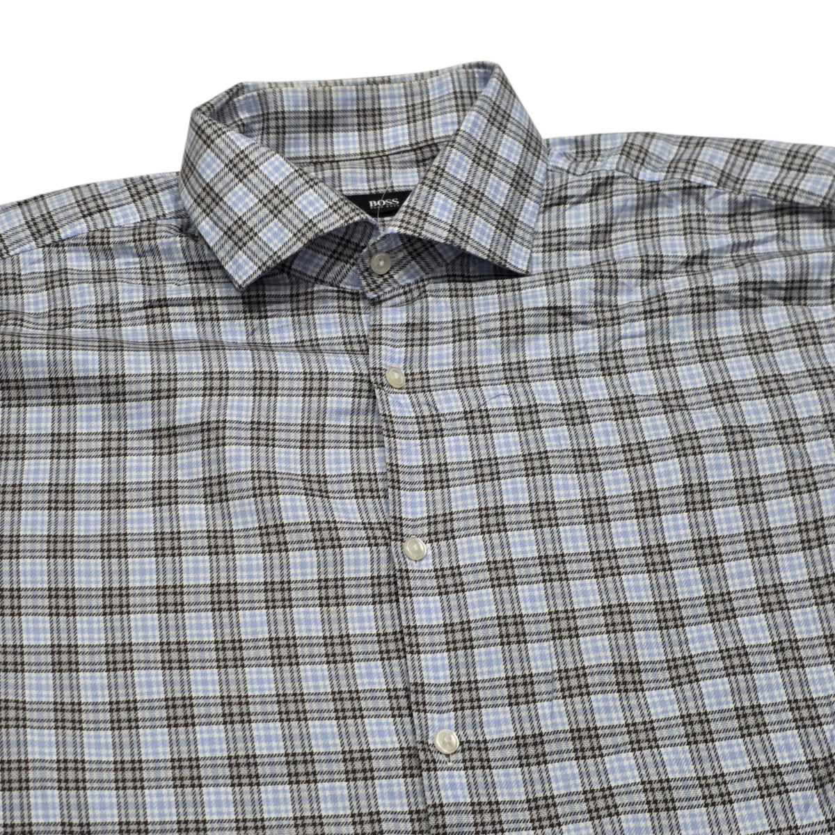 Camisa Hugo Boss Xgrande Xl Cuadro Azul Y Gris