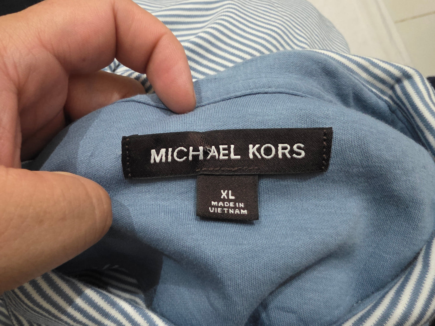 Playera Polo Michael Kors Xgrande Xl Azul Claro Lineas