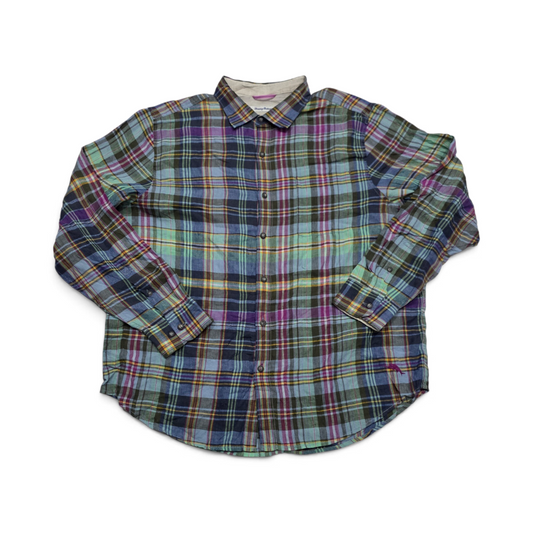 Camisa Tommy Bahama Xgrande Xl Cuadro Verde Y Azul