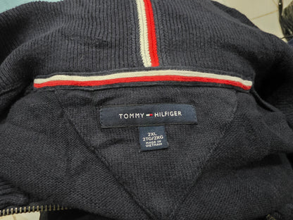 Sueter Tommy Hilfiger 2xl Azul Cierre Corto