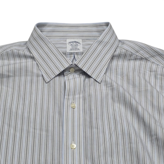 Camisa Brooks Brothers 2xl Linea Azul, Blanco Gris
