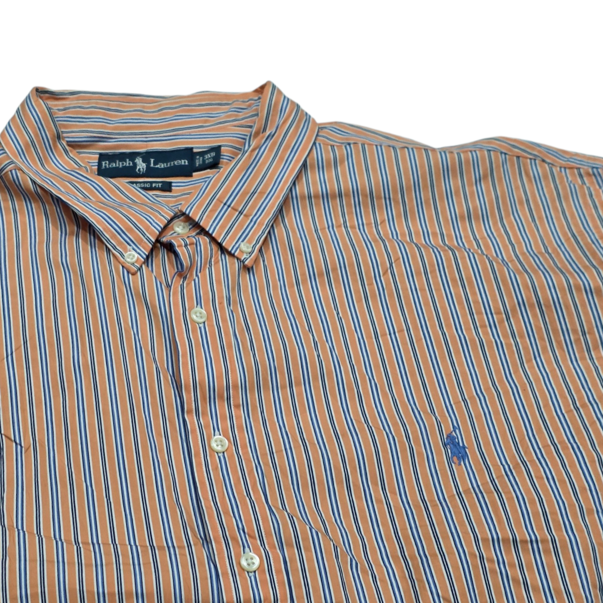 Camisa Ralph Lauren 3xl Linea Naranja Pony Azul