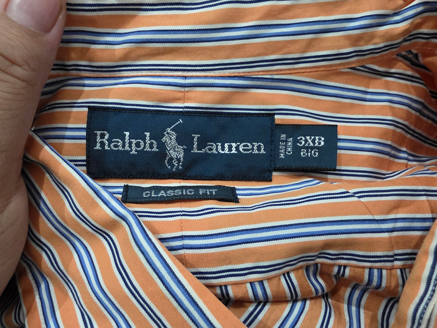 Camisa Ralph Lauren 3xl Linea Naranja Pony Azul