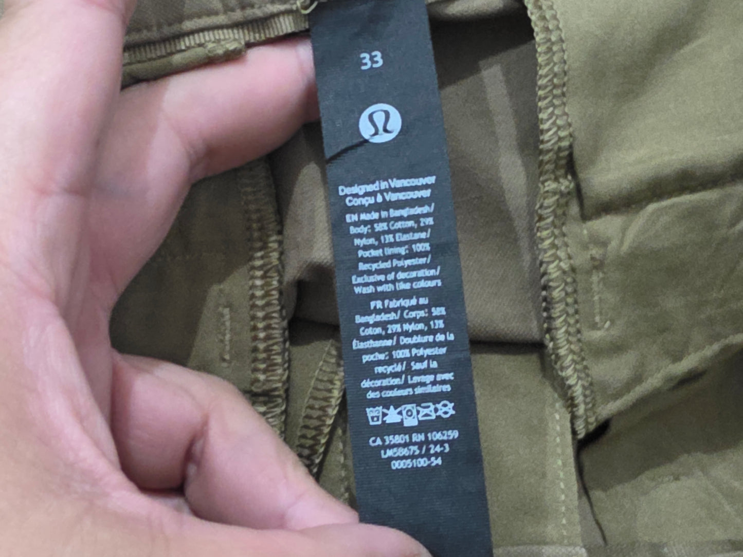 Pantalon Recto Lululemon 33 Cafe