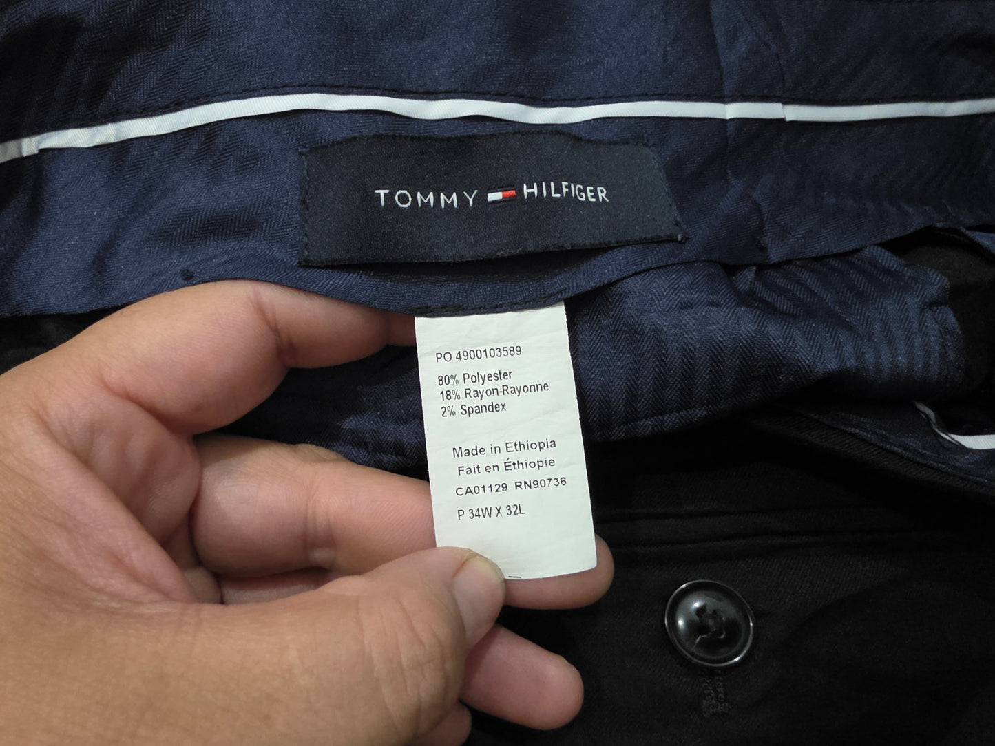 Pantalon Vestir Recto Stretch Tommy Hilfiger 34x32 Negro