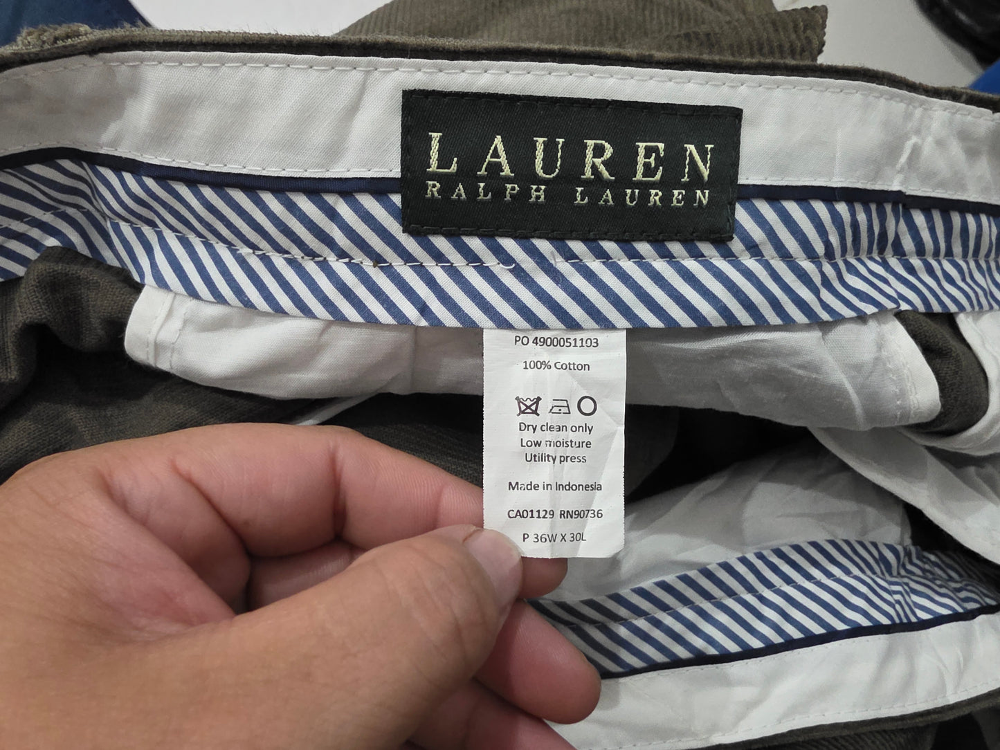 Pantalon Recto Pana Ralph Lauren 36x30 Verde