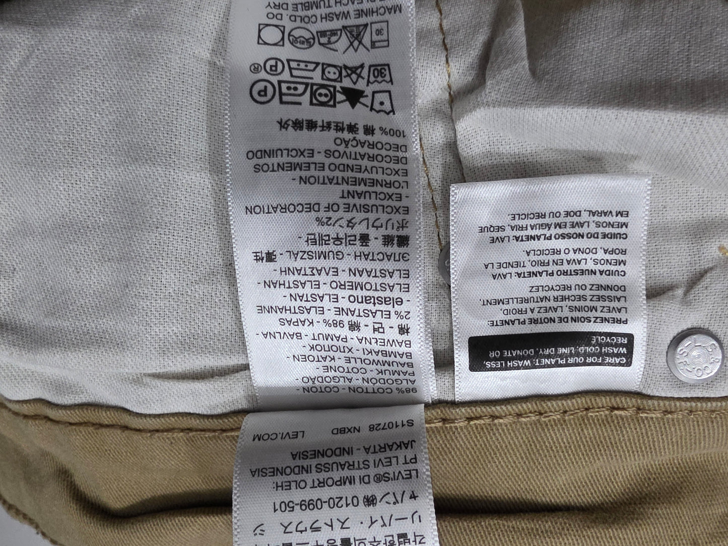 Pantalon Recto Levis 514 38x30 Cafe