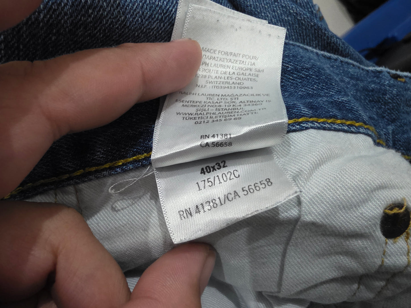 Pantalon Recto Ralph Lauren 40x32 Azul