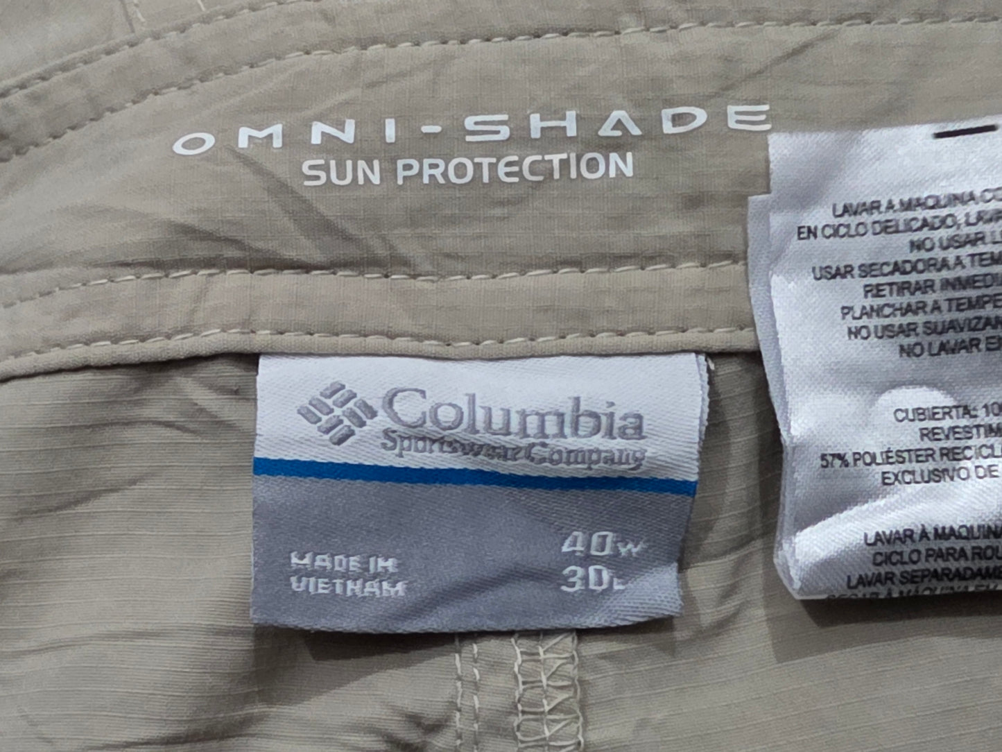 Pantalon Convertible Columbia 40x30 Beige