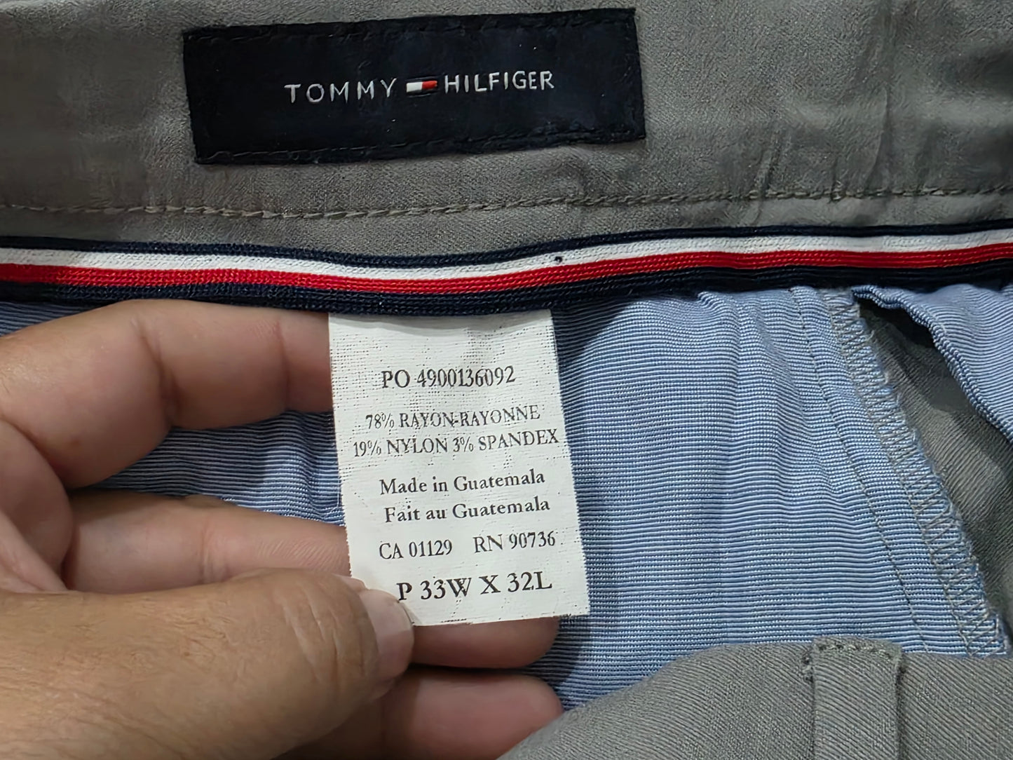 Pantalon Recto Stretch Tommy Hilfiger 33x32 Gris (Usado)