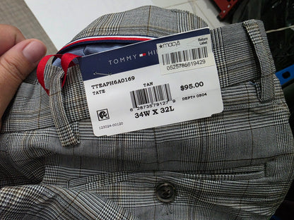 Pantalon De Vestir Tommy Hilfiger 34x32 Cuadro Gris (NUEVO)