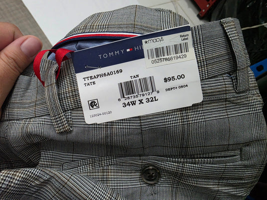Pantalon De Vestir Tommy Hilfiger 34x32 Cuadro Gris (NUEVO)