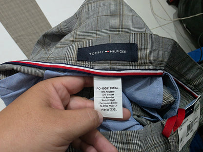 Pantalon De Vestir Tommy Hilfiger 34x32 Cuadro Gris (NUEVO)