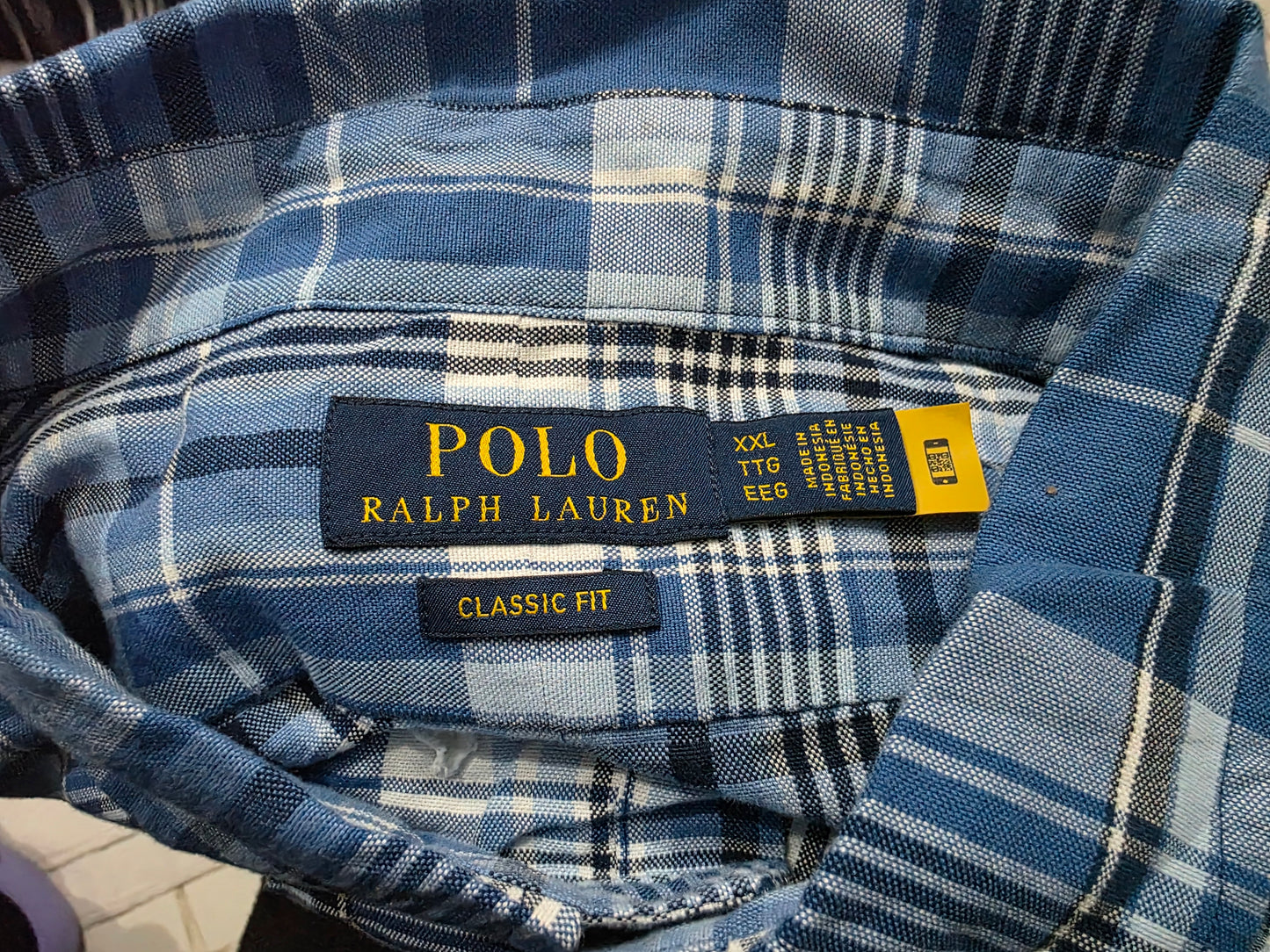 Camisa Ralph Lauren 2xl Classic Fit Cuasro Azul Pony Colores (Usado)