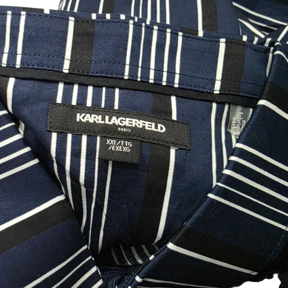 Camisa Karl Lagerfeld 2xl Azul Lineas (NUEVO)