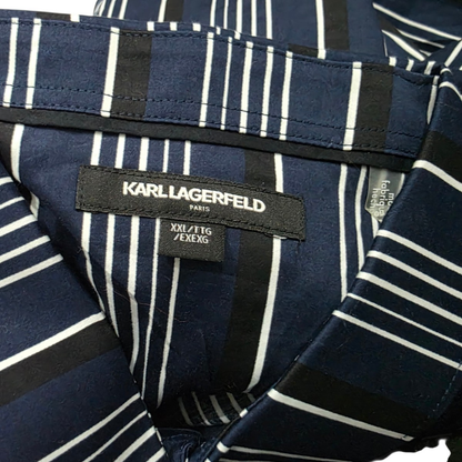 Camisa Karl Lagerfeld 2xl Azul Lineas (NUEVO)