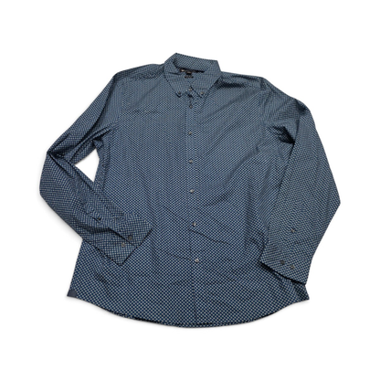 Camisa Trim Stretch Michael Kors 2xl Azul Figuras (Usado)