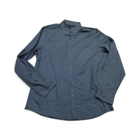 Camisa Trim Stretch Michael Kors 2xl Azul Figuras (Usado)