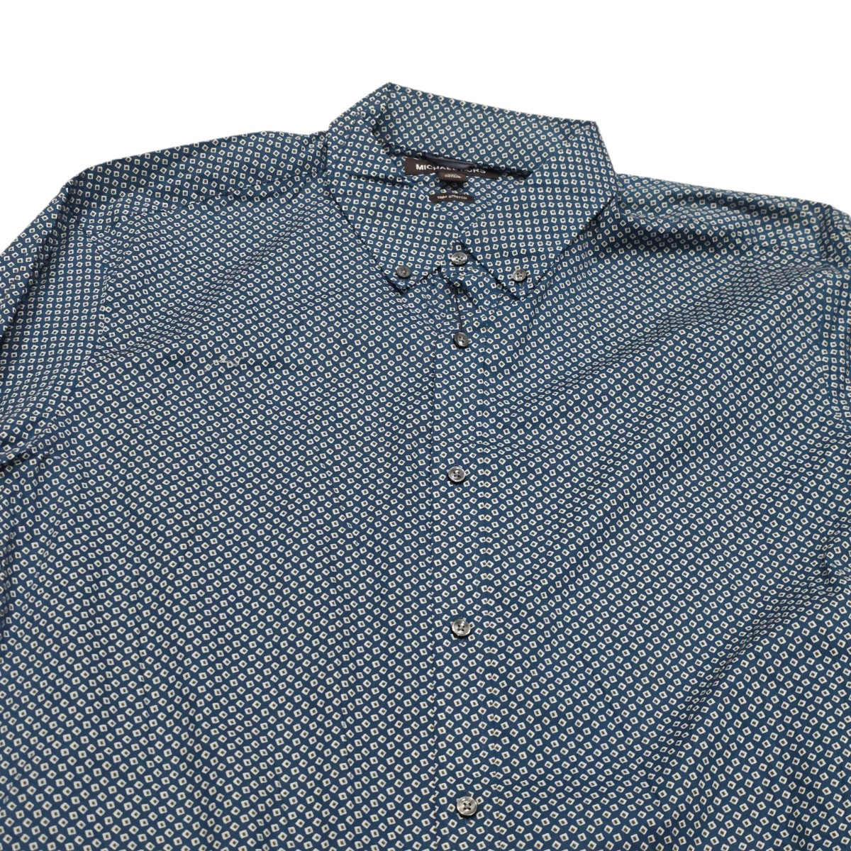 Camisa Trim Stretch Michael Kors 2xl Azul Figuras (Usado)