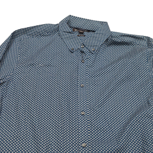 Camisa Trim Stretch Michael Kors 2xl Azul Figuras (Usado)