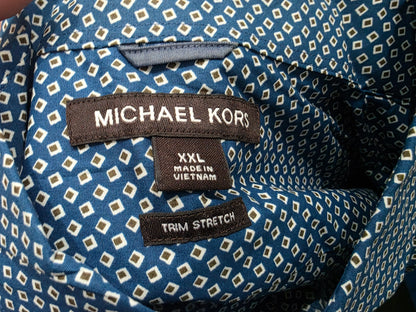 Camisa Trim Stretch Michael Kors 2xl Azul Figuras (Usado)