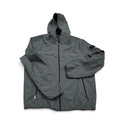 Chamarra Tommy Hilfiger Grande L Gris Resistente Viento (Usado)