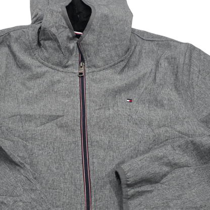 Chamarra Tommy Hilfiger Grande L Gris Resistente Viento (Usado)