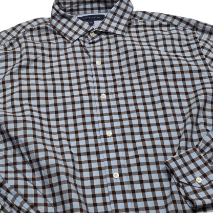 Camisa Tommy Hilfiger Grande L Cuadro Azul Y Cafe (Usado)
