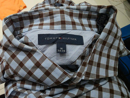 Camisa Tommy Hilfiger Grande L Cuadro Azul Y Cafe (Usado)