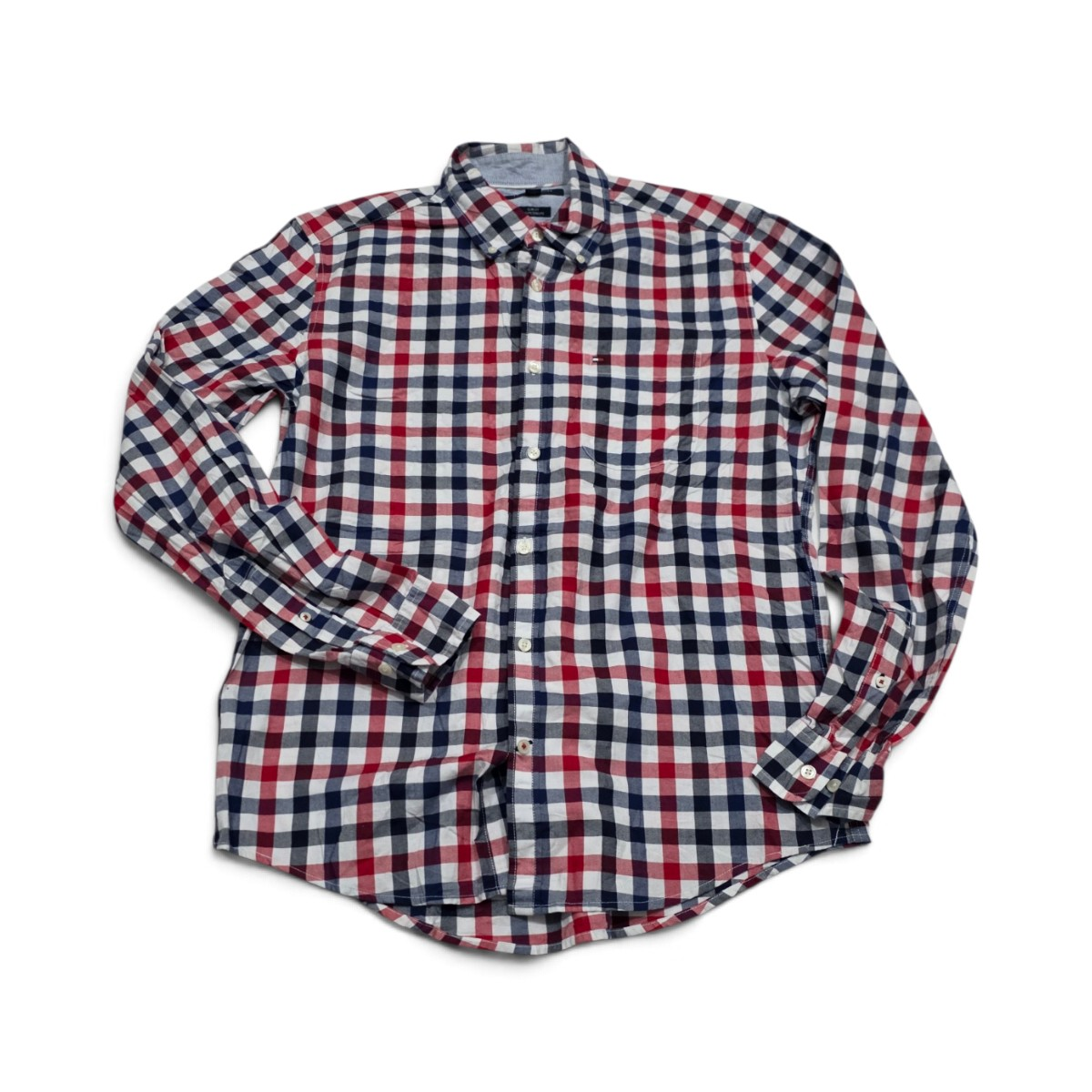 Camisa Tommy Hilfiger Mediana M Cuadro Rojo Y Azul (Usado)