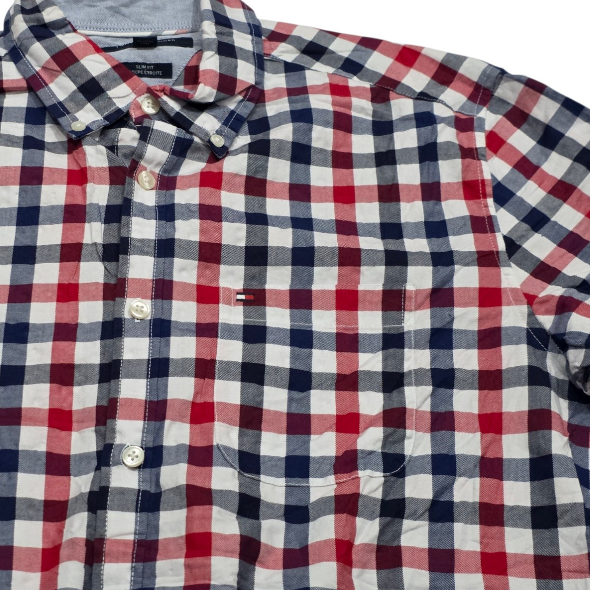 Camisa Tommy Hilfiger Mediana M Cuadro Rojo Y Azul (Usado)