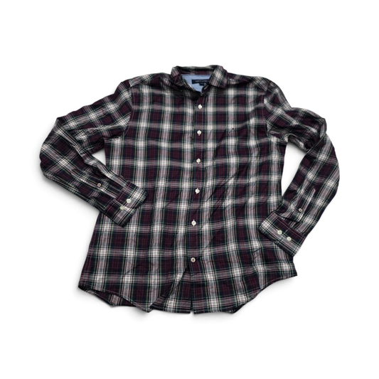 Camisa Tommy Hilfiger Mediana M Cuadro Verde Y Rojo (Usado)