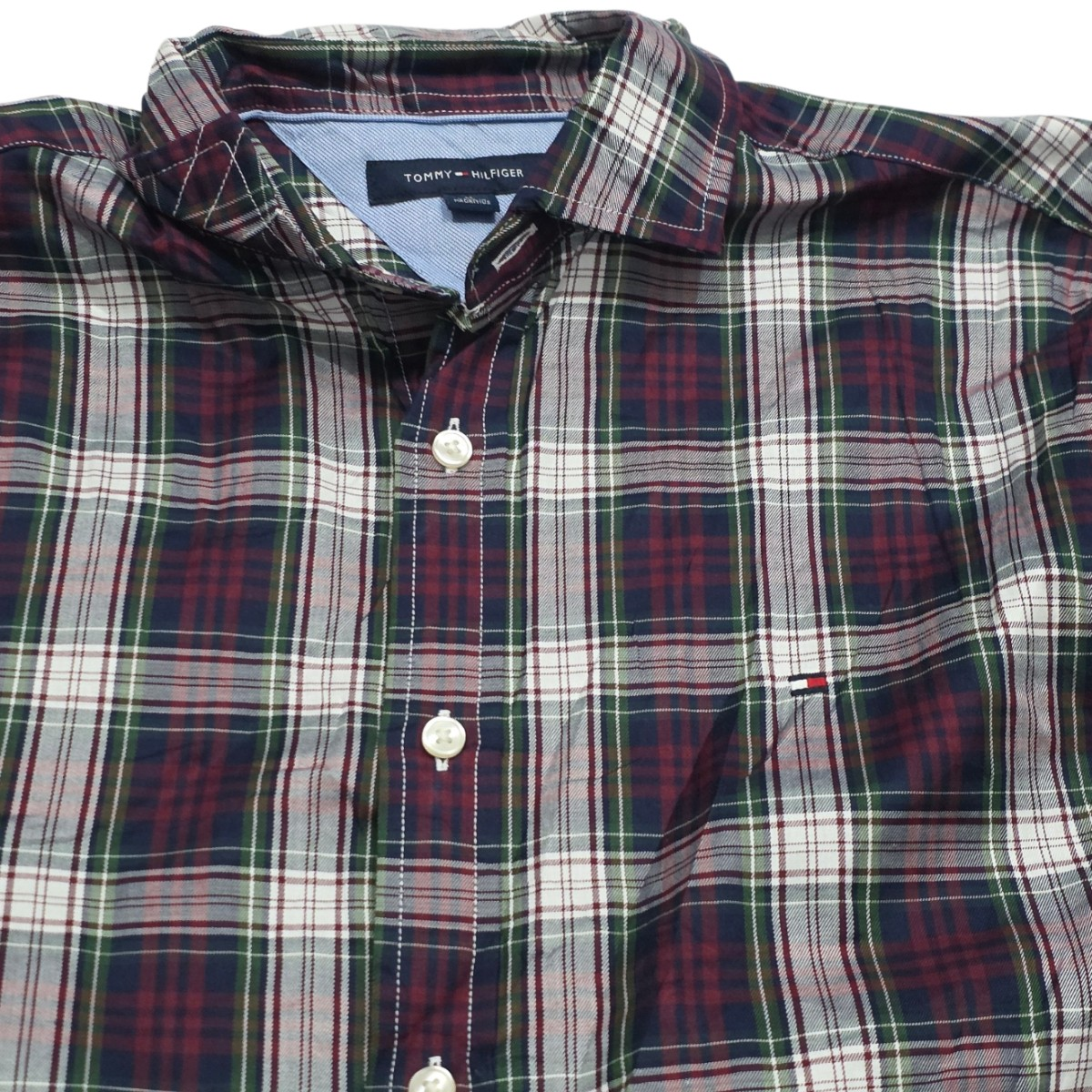 Camisa Tommy Hilfiger Mediana M Cuadro Verde Y Rojo (Usado)